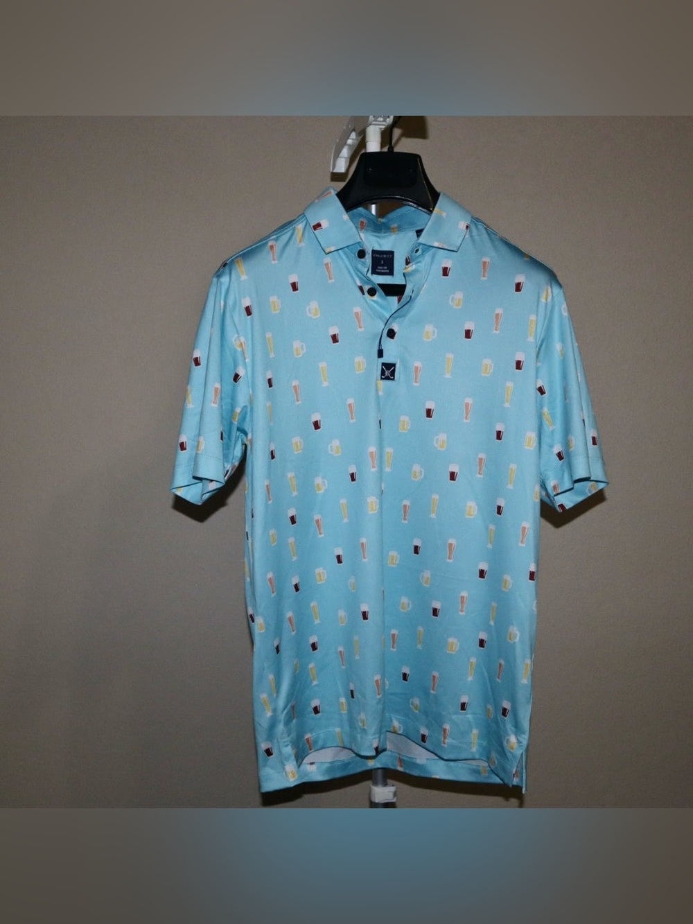 Men's Light Blue Polo with Beverage Print - Con.Struct